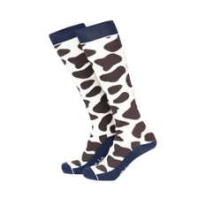 Rydale Ladies Bamboo Rich Cow Print Riding Socks - Cream/Brown