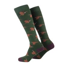 Rydale Ladies Bird Welly Socks - Flying Pheasant/Olive