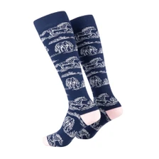 Rydale Ladies Horse Print Welly Socks - Equestrian Life/Denim