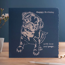 Deckled Edge Colour Block Card in Pug Design
