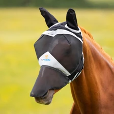 Shires Fine Mesh Fly Mask with Ears and Nose- Black