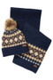 Barbour Ladies Eden Fairsile Beanie and Scarf Gift Set in Navy-Front