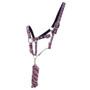 Hy Equestrian Tartan Headcollar and Leadrope in Raspberry/White/Navy