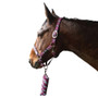 Hy Equestrian Tartan Headcollar and Leadrope in Raspberry/White/Navy
