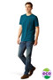 Ariat Mens Vertical Logo Short Sleeve T-Shirt in Reflecting Pond - eco