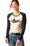 The Ariat Ladies Starter Long Sleeve T-Shirt  in Oatmeal Heather/Navy - front