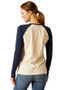 The Ariat Ladies Starter Long Sleeve T-Shirt  in Oatmeal Heather/Navy - back