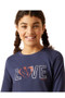 Ariat Youth Love Long Sleeve T-Shirt in Navy Heather - chest detail