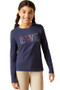Ariat Youth Love Long Sleeve T-Shirt in Navy Heather - front