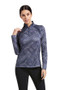 Ariat Ladies Sunstopper 2.0 Quarter Zip Base Layer in Charcoal Bit Print - front