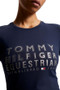 Tommy Ladies PARIS Studded Logo Long Sleeve T-Shirt in Desert Sky - chest logo lifestyle