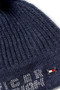 Tommy Hilfiger Ladies Rib-Knit Pom Pom Beanie in Indigo Blue - front detail