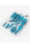 Premier Equine Soft-Touch 9 piece Grooming Kit Set in Med Blue/ Peacock - set in packaging