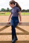 Premier Equine Childrens Mini Remisa Short Sleeve Riding Top in Grey - front lifestyle