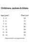 Premier Equine Childs Jackets and Gilets Size Guide