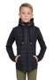 Premier Equine Childrens Arion Riding Jacket With Hood in Black - front