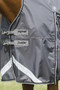 Premier Equine Buster Hardy Turnout Rug with Half Neck 0g in Grey - front chest clips