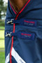 Premier Equine Buster Hardy Turnout Rug with Half Neck 200g in Navy - chest clips