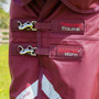 Premier Equine Buster Storm Combo Turnout Rug with Classic Neck Cover 90g in Burgundy - front clips