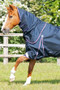 Premier Equine Buster Turnout Rug with Classic Neck 70g in Navy -  lifestyle with neck cover