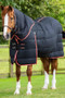 Premier Equine Stable Buster Rug with Neck Cover 200g in Black - lifestyle
