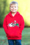 British Country Collection Childrens Farmyard Applique Hoodie in Red - Lifestyle