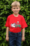 British Country Collection Childrens Farmyard T-Shirt in Red - Lifestyle