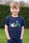 British Country Collection Childrens Farmyard T-Shirt in Navy - Lifestyle