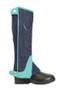 Hy Equestrian Childrens Belton Half Chaps in Navy/Teal - Side