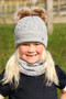 Hy Equestrian Childrens Morzine Hat and Snood Set in Grey - lifestyle