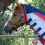 Premier Equine Buster Stay-Dry Super Lite Fly Rug with Surcingles in Navy - Neck Cover