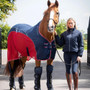 Premier Equine Sports Cooler Rug in Navy/Red - Lifestyle