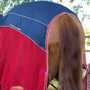 Premier Equine Sports Cooler Rug in Navy/Red - Tail Strap