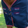 Premier Equine Sports Cooler Rug in Navy/Red - Chest Fastenings