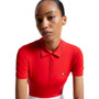 Tommy Hilfiger Ladies Harlem Short Sleeve Logo Polo Shirt in Fierce Red - Front Detail
