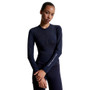 Tommy Hilfiger Ladies Cologne Reflective Long Sleeve Quarter Zip Training Top in Navy - Front