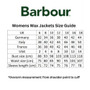 Barbour Womens Wax Jacket Size Guide