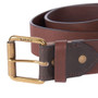Barbour Mens Contrast Leather Belt in Olive/Brown - Buckle Detail