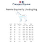Premier Equine Fly Lite Bug Rug - Size Guide