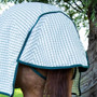 Premier Equine Cotton Stable Sheet in Green Check - Tail Flap