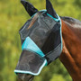 WeatherBeeta ComFiTec Deluxe Fine Mesh Fly Mask with Ears & Nose - Black/Turquoise - Lifestyle