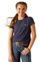 Ariat Youth Pretty Shield Short Sleeve T-Shirt in Navy Eclipse - Front