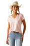 Ariat Ladies Laguna Short Sleeve Top in Pink Boa - Front