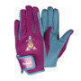 Hy Equestrian Childrens Thelwell Collection Pony Friends Riding Gloves in Imperial Purple/Pacific Blue- Front & Palm