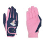 Little Rider Childrens Little Unicorn Riding Gloves in Candy Pink/Navy - Front & Palm