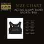 Supreme Products Active Show Rider Sports Bra in Black/Gold Size Guide