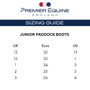 Premier Equine Childrens Footwear Size Guide