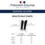 Premier Equine Actio Leather Half Chaps Size Guide