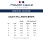 Premier Equine Womens Tall Riding Boots Size Guide