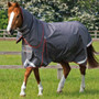 Premier Equine Buster Turnout Rug with Classic Neck Cover 150g in Grey - Lifestyle with neck